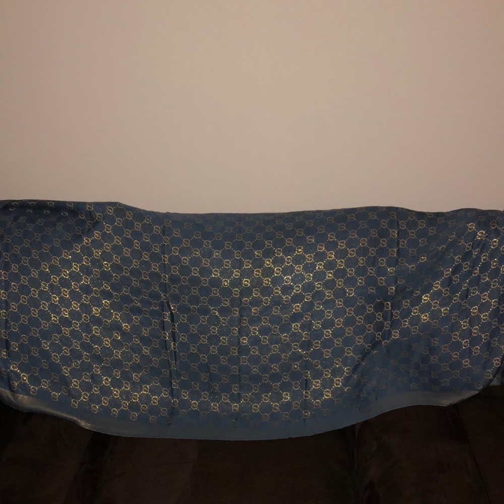 Gucci Scarf Two Tone Light Blue & Gold